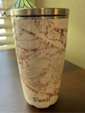 S'well White Marble Tumbler with Rose-Gold Veining